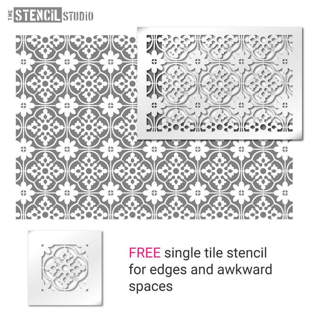 Oakridge tile repeat stencil from The Stencil Studio Ltd