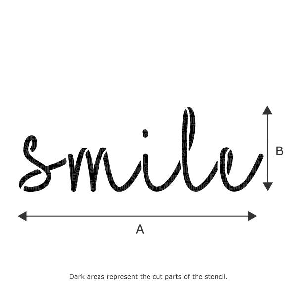 Smile Text Stencil - Stencil Size Chart