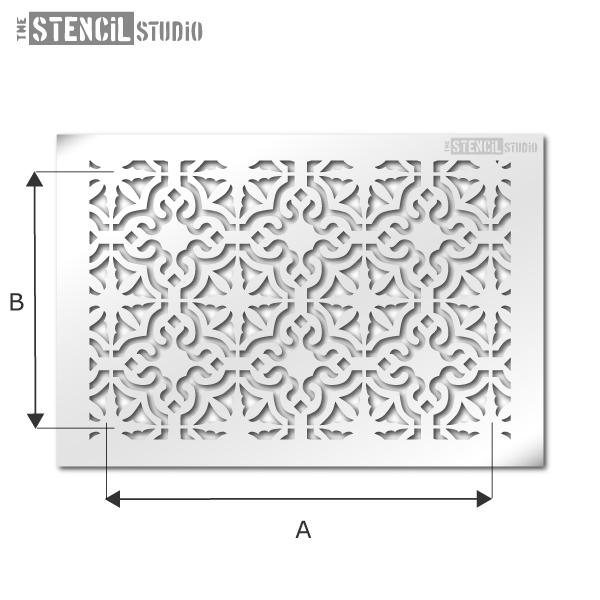 Bagpath tile repeat stencil from The Stencil Studio Ltd