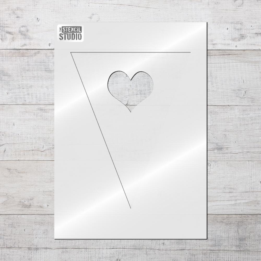 Single Heart Bunting stencil from The Stencil Studio mix and match Bunting stencils range