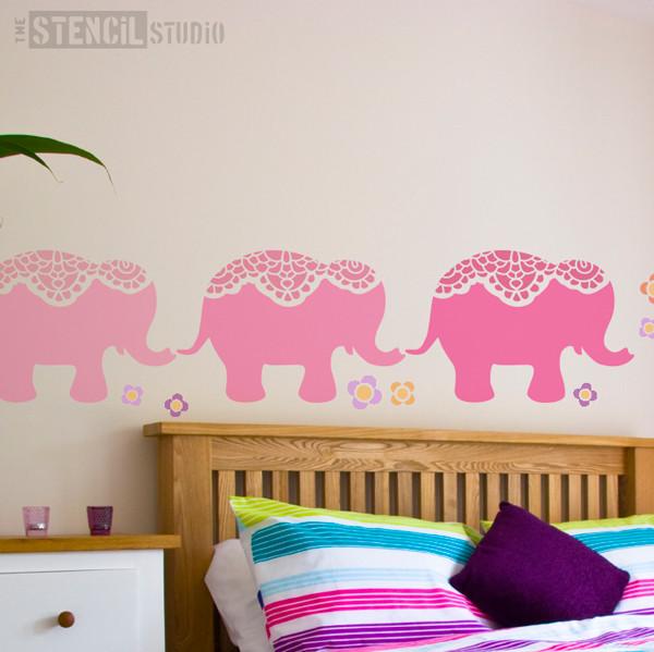 Nellie Elephant Nursery Stencil at The Stencil Studio - Stencil Size L