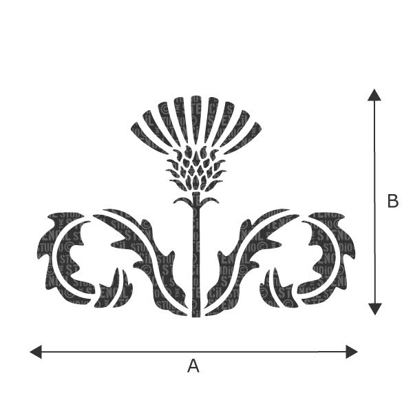 Thistle Flourish stencil - size A & B can be found in the 'choose size' dropdown box