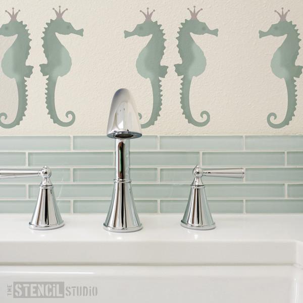 Serene Seahorses stencil from The Stencil Studio Ltd - Size S