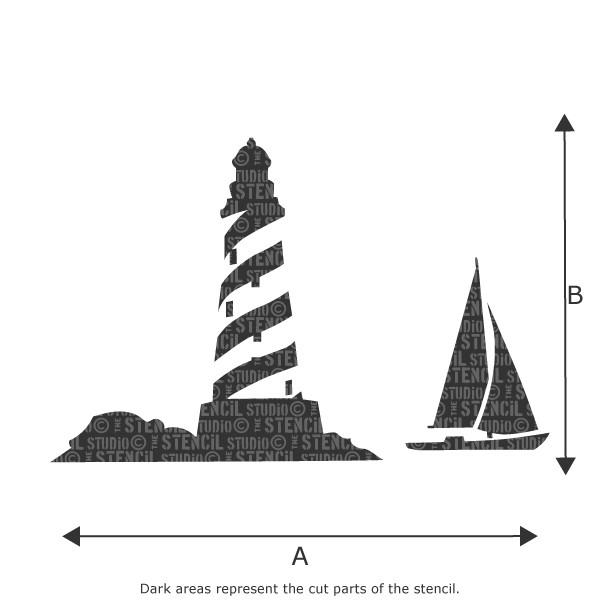 cape lighthouse and yacht stencil from the stencil studio ltd