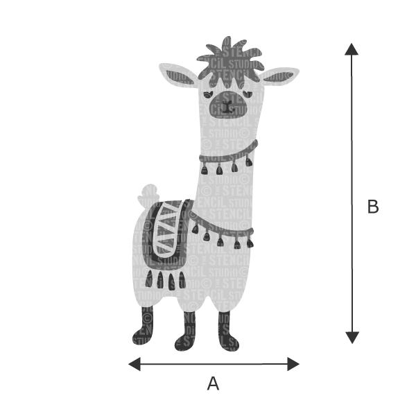 Levi Llama stencil from The Stencil Studio - Choose size from the drop down box
