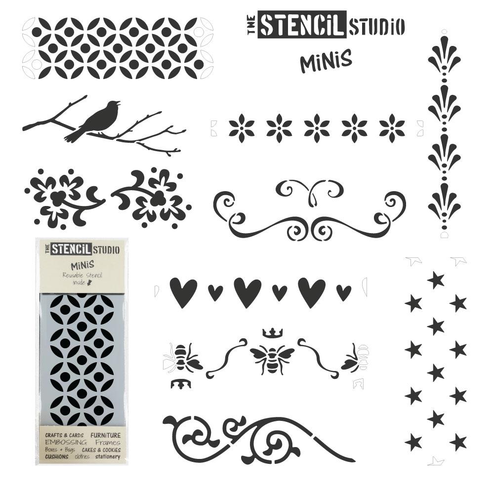 Set of 10 Stencil MiNiS from The Stencil Studio - Shabby Chic stencils