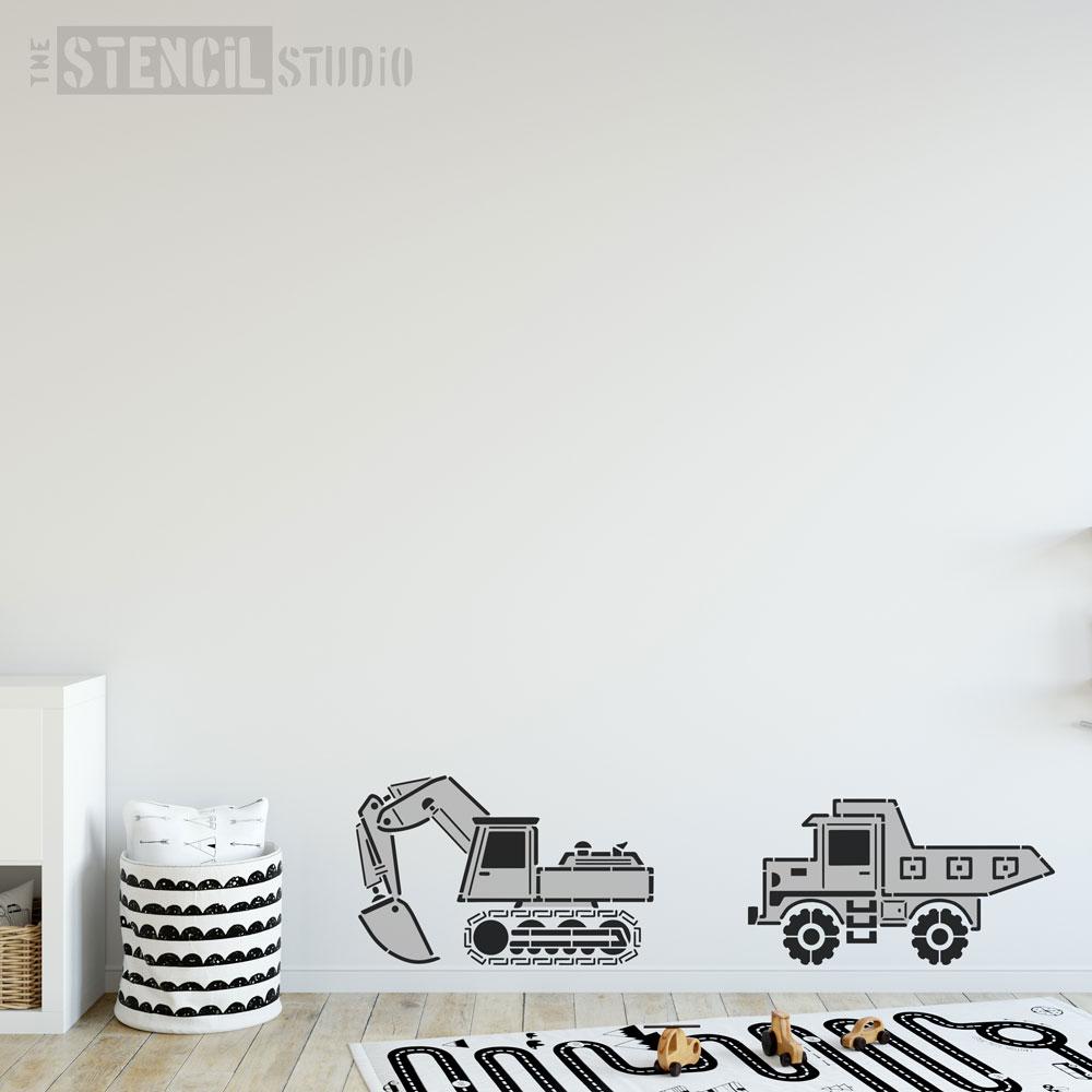construction vehicles from The Stencil Studio Ltd - Size L/A2