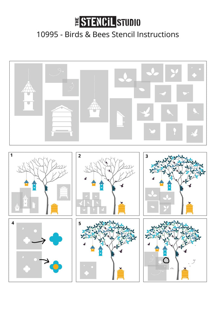 Assembly instructions for the Birds and Bees stencil pack