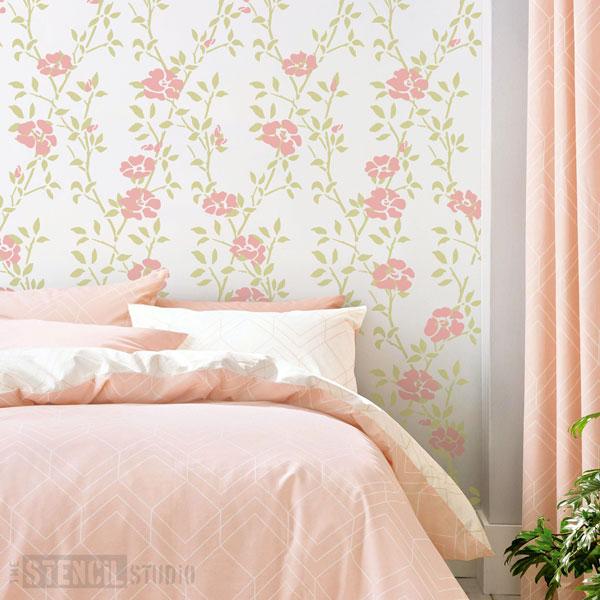 Leaf Trellis with Roses stencil set from The Stencil Studio - Size XL