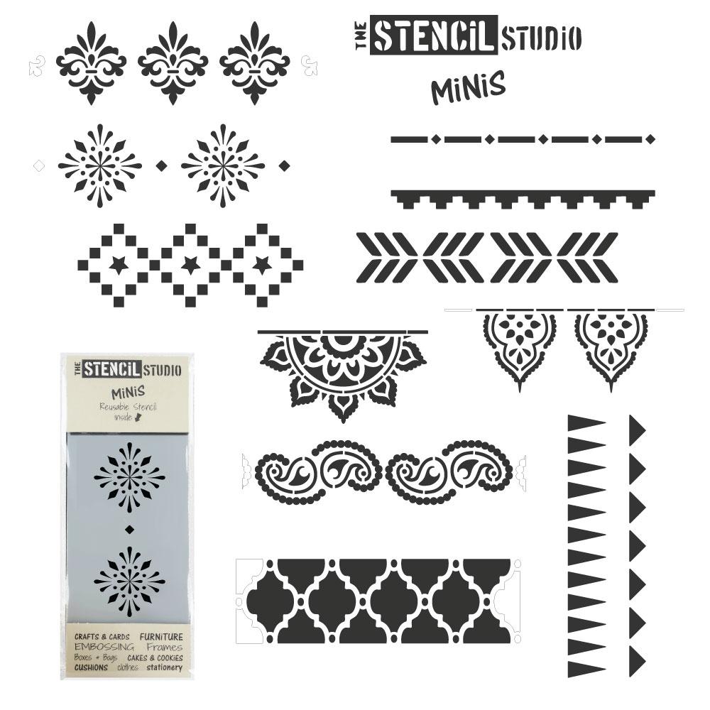 Stencil MiNiS set of 10 designs - patterns and borders