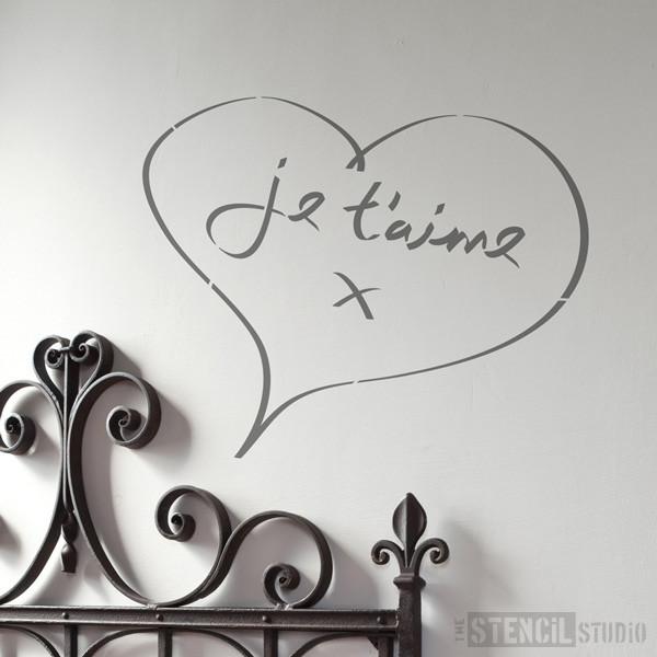 Je T'aime Heart stencil from The Stencil Studio Ltd - Size XL