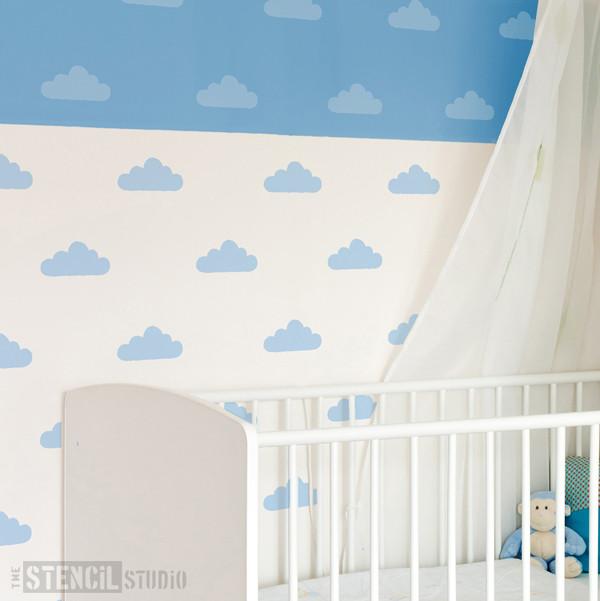 Fluffy clouds repeat stencil from The Stencil Studio Ltd - Size XL
