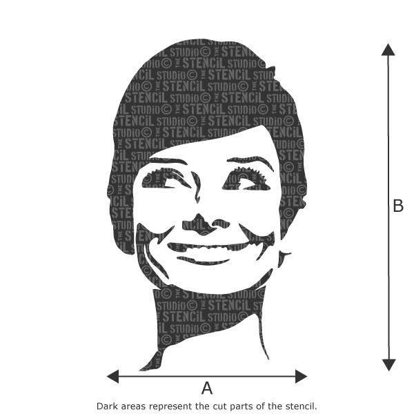 Audrey Hepburn smiling stencil from the stencil studio Ltd 