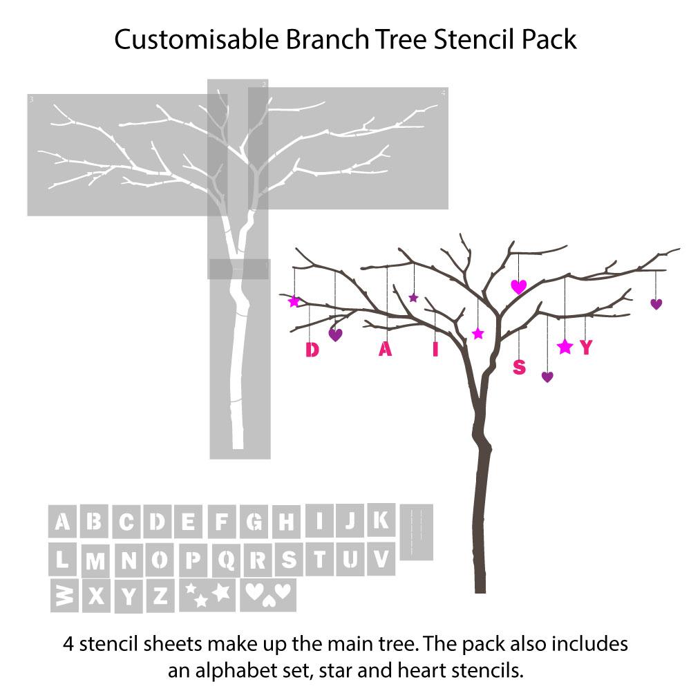 branch tree stencils - this is what you'll receive