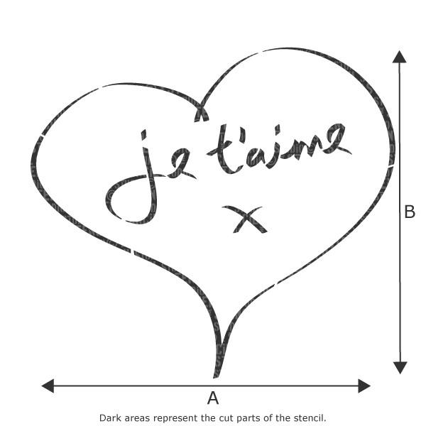 Je T'aime Heart stencil from The Stencil Studio Ltd 