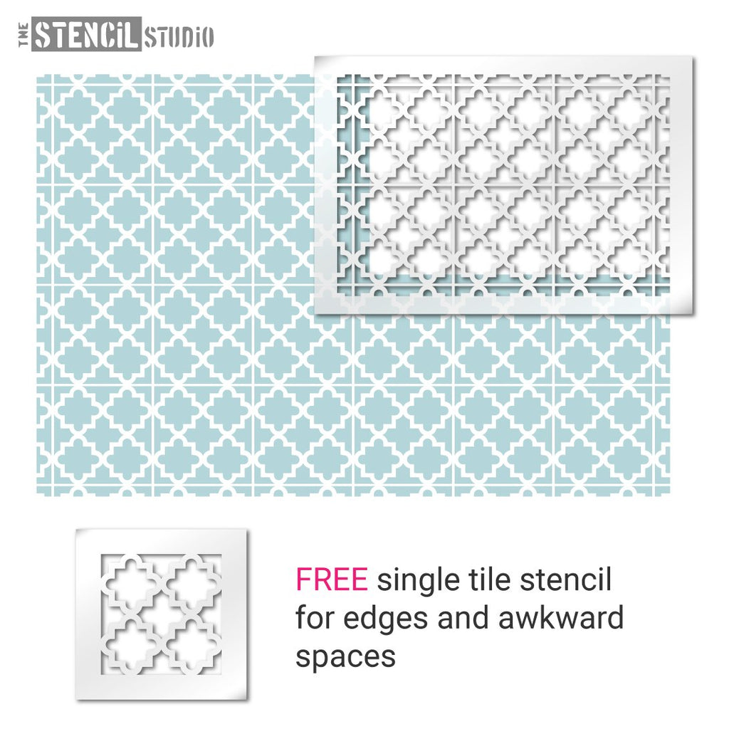 Whiteshill Tile Repeat stencil from The Stencil Studio Ltd
