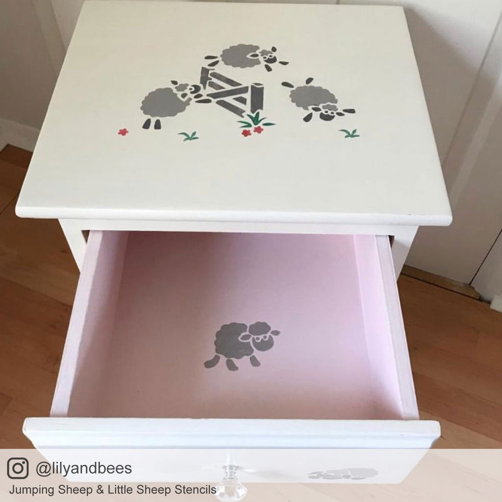 Jumping Sheep Furniture Stencil for Upcycling Children's Furniture