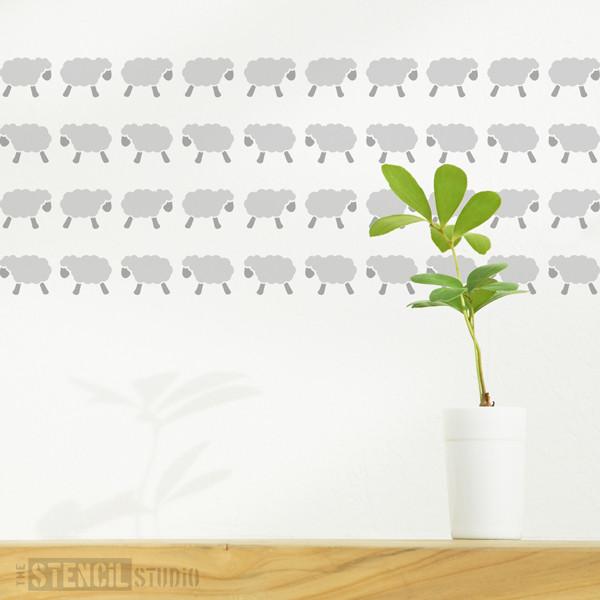 Sheep Border Stencil - Buy reusable wall stencils online at The Stencil ...