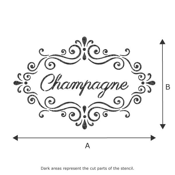 Champagne text in a frame stencil, see dropdown
