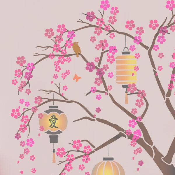 Cherry Blossom Nursery Tree stencil pack from The Stencil Studio - pink room scheme