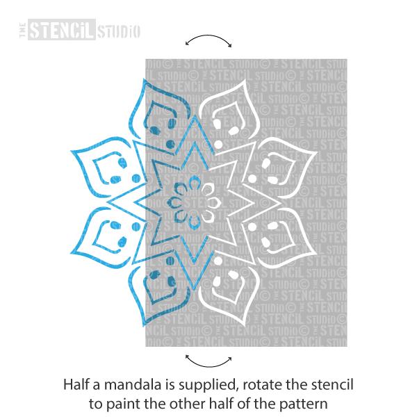 Mandi Mandal Stencil - Indian stencils from The Stencil Studio Ltd - rotate the stencil to paint the opposite side