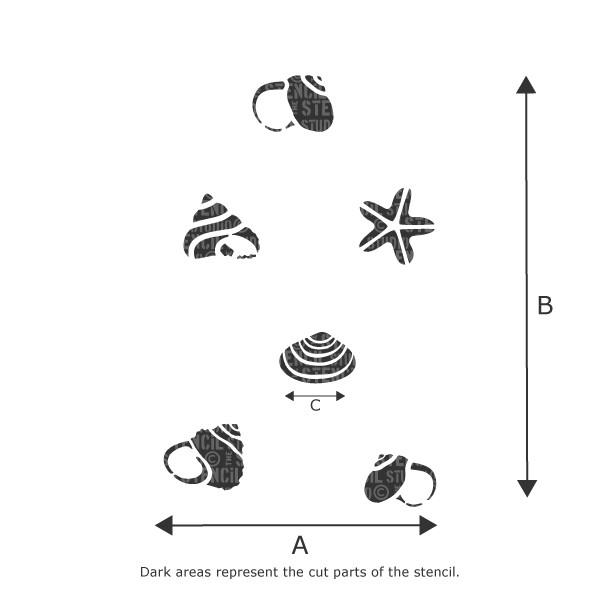 Shellback Stencile Perranporth Shells Stencil - Buy reusable wall stencils online at The ...
