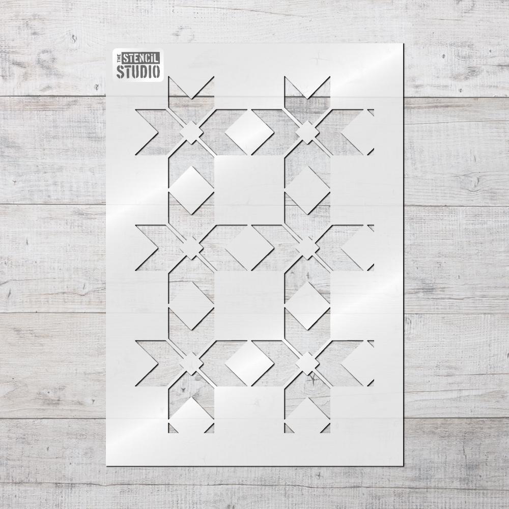 Argyle squares geometric stencil for painting furniture and more – The ...