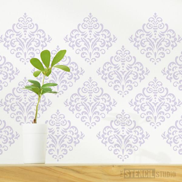 Damask Stencil Allover Pattern Large Trellis Wall Stencil | Acanthus
