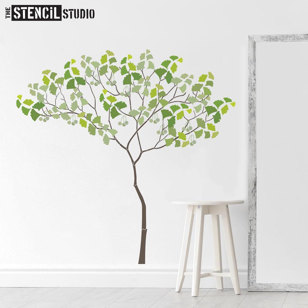 Triangle Tree with Ginko leaves and berries from The Stencil Stencil - Size L