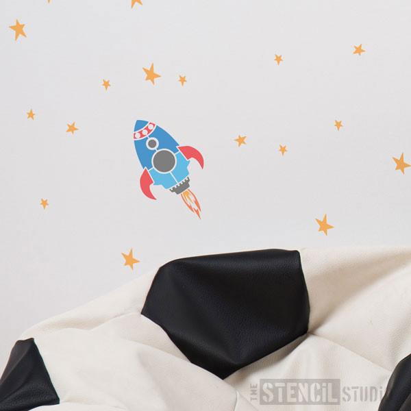 Rocket & Stars stencil from The Stencil Studio Ltd - size XS
