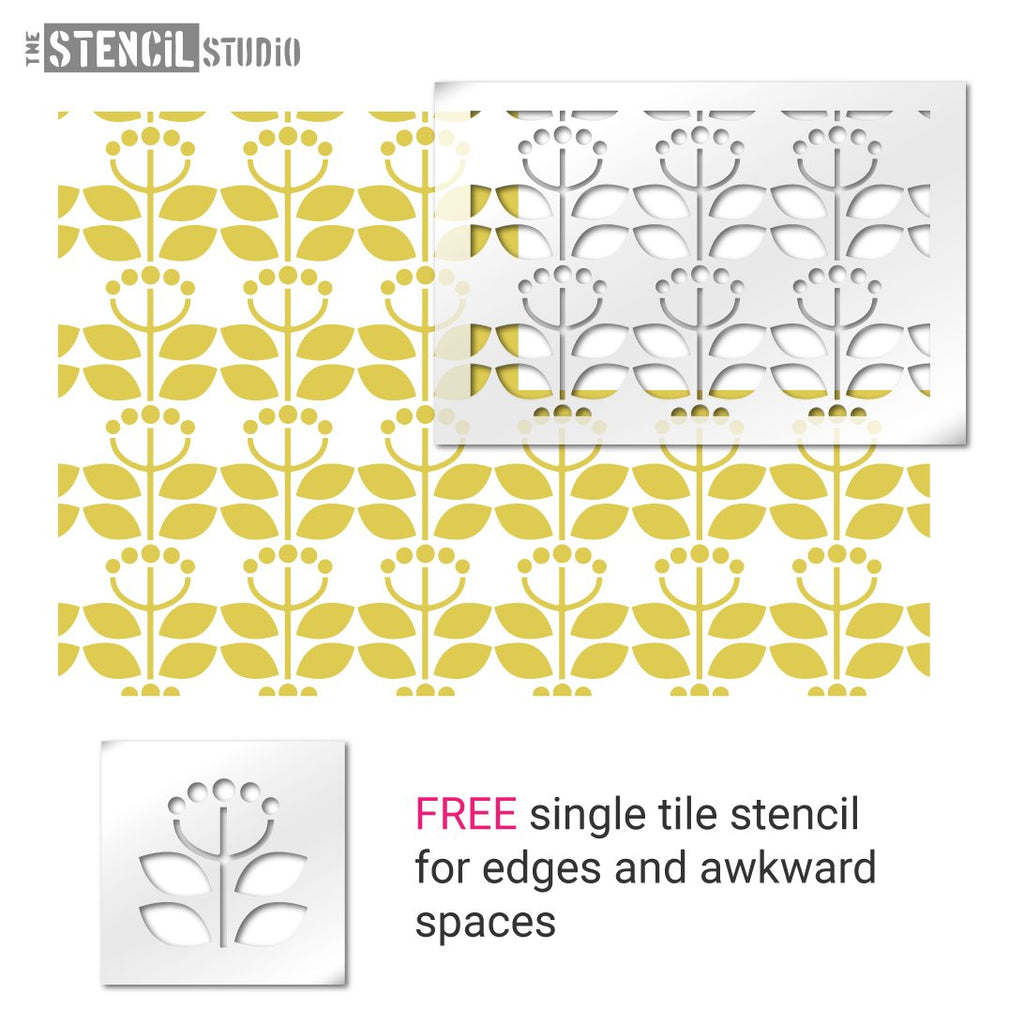Coombe flower pattern repeat stencil from The Stencil Studio Ltd