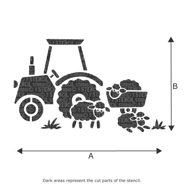 Tractor and Sheep stencil from The Stencil Studio Ltd