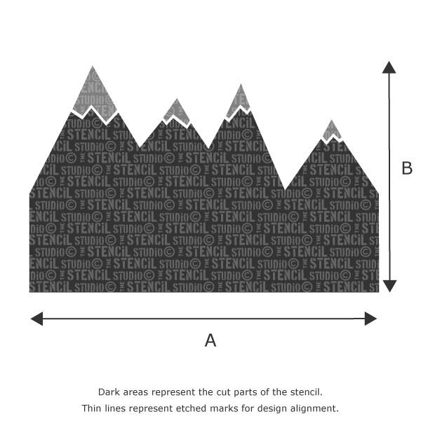 Scandi Mountain Range Nursery Wall Stencil - Stencil Size Chart