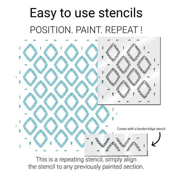 Diamante stencil from The Stencil Studio repeating pattern