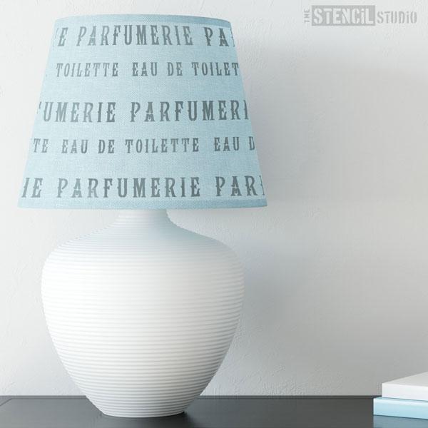 Parfumerie French Vintage Text stencil from The Stencil Studio - Size XS