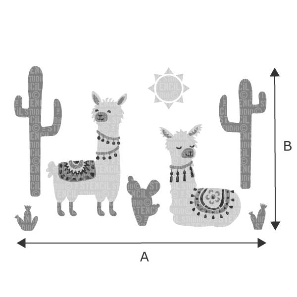 Llamas and Cactus Border stencil from The Stencil Studio Ltd - choose size from the dropdown box