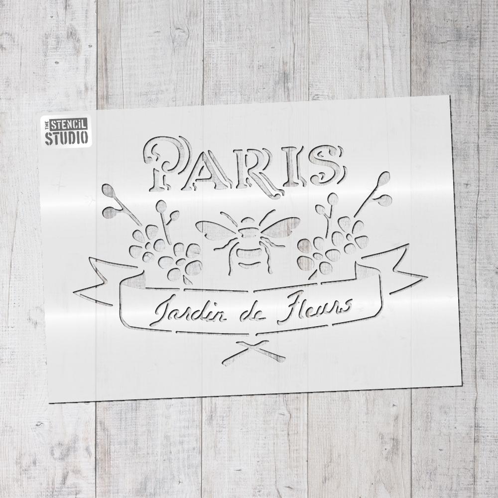 Paris jardin - French vintage label stencils from The Stencil Studio