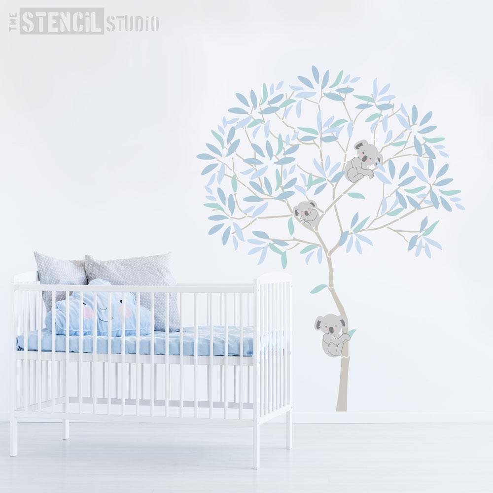 Round Tree with Koalas and Eucalyptus Leaves stencil pack - Size XL