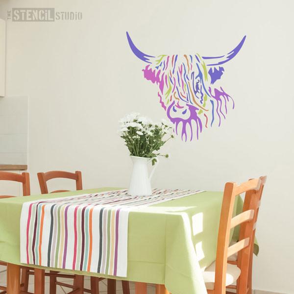 Hamish Highland Cow stencil from The Stencil Studio - Size XL