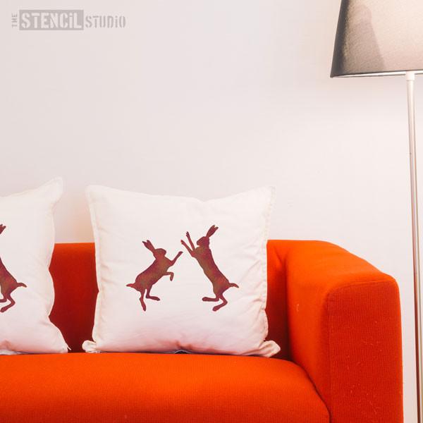 Boxing Hares Stencil from The Stencil Studio - Size S