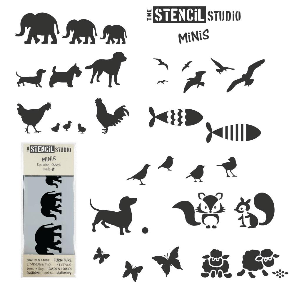 Set of 10 animal Stencil MiNiS from The Stencil Studio