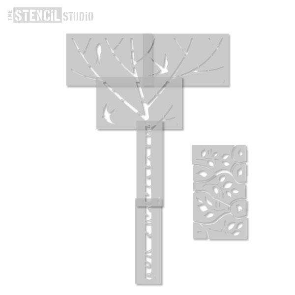 Birch tree and swallows stencil from The Stencil Studio Ltd - all the stencils you need