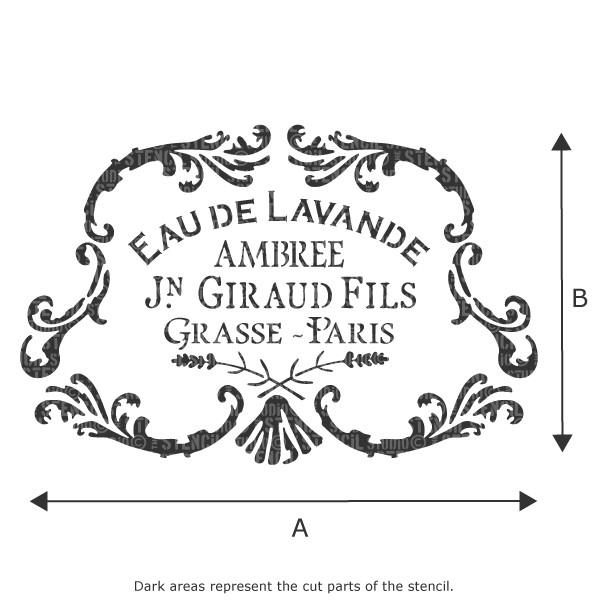 Eau de L:avande French Vintage Perfume label stencil 