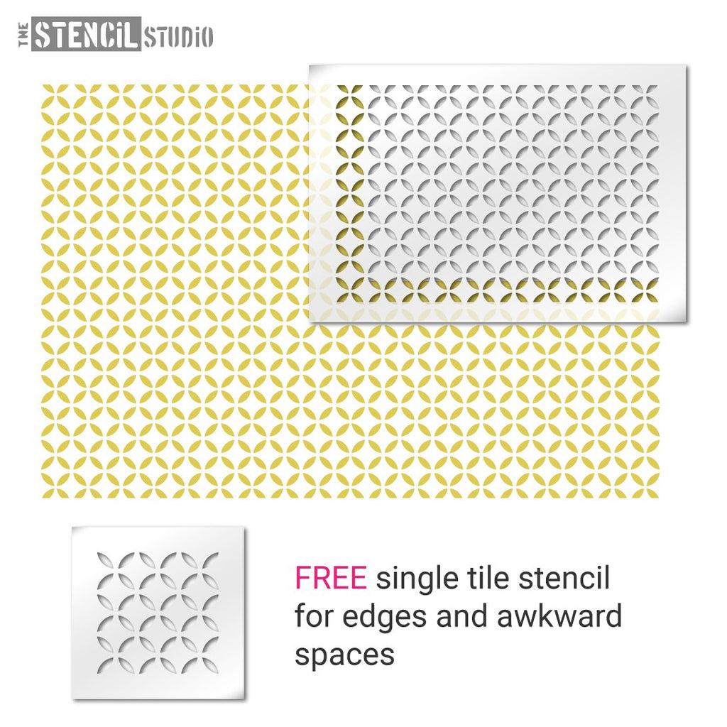 Calcot tile repeat stencil pattern from The Stencil Studio Ltd