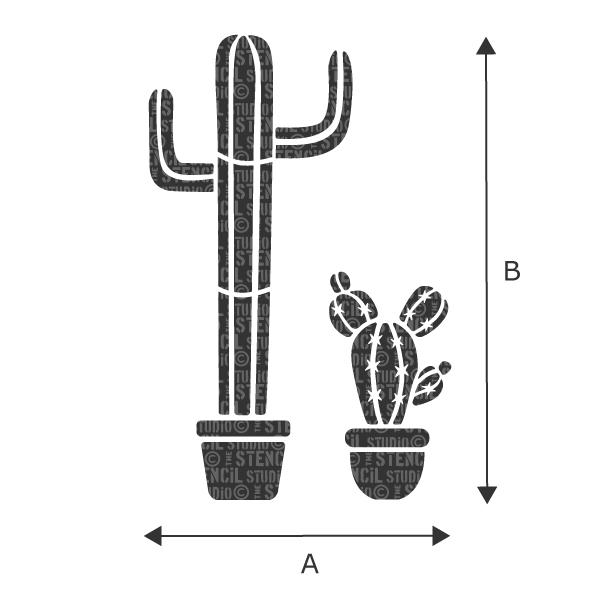 Cactus plants in pots from The Stencil Studio - Size is A x B - choose size from dropdown box