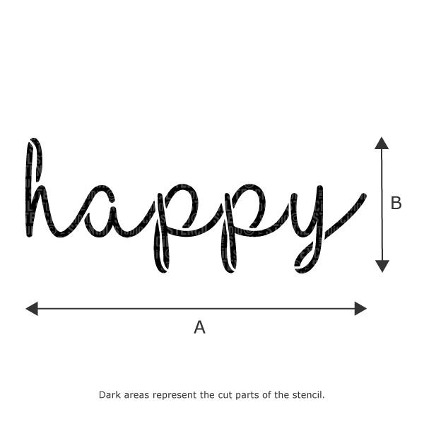 Happy Text Stencil - Stencil Size Chart